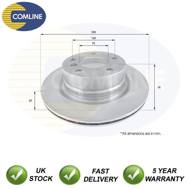 Brake Disc Rear Comline Fits BMW 1 Series 2007-2013 2.0 D 3.0 + Other Models #2