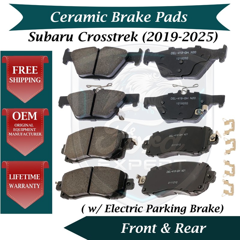 Front & Rear Ceramic Brake Pads Kit For 2019-2025 Subaru Crosstrek 9 Yr Warranty