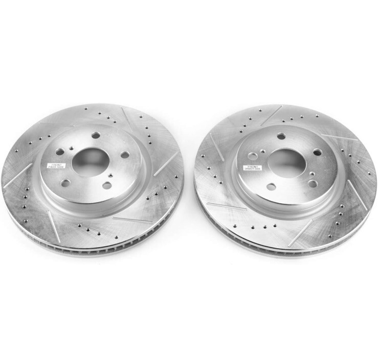 Disc Brake Rotor Set-Rear Drilled, Slotted and Zinc Plated Ford Mustang GT