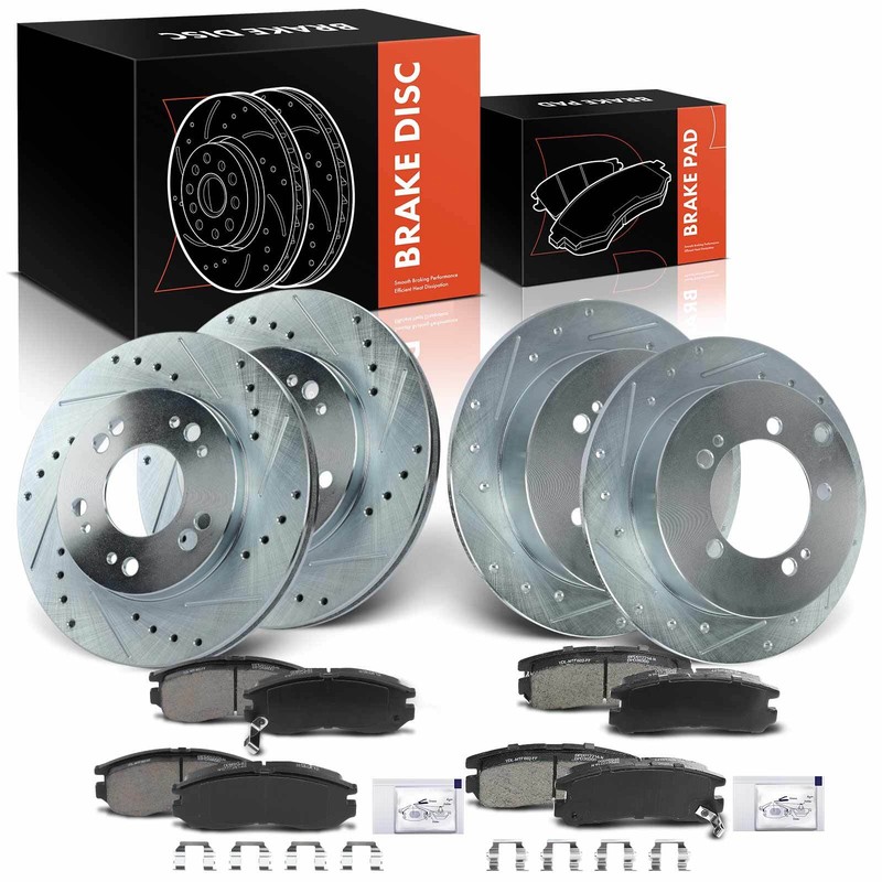 Drilled Rotors & Ceramic Brake Pad for Chrysler Sebring 95-01 Dodge Front& Rear