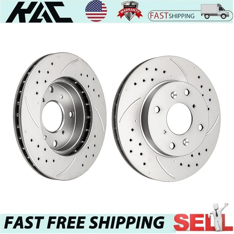 2x Front Drilled Slotted Rotors For 1998-2002 Honda Accord 2.3L 98-99 Acura CL