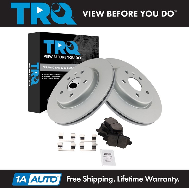 TRQ Brake Pad & Rotor Kit Ceramic Premium G-Coated Fits 2019-2024 Cadillac XT4