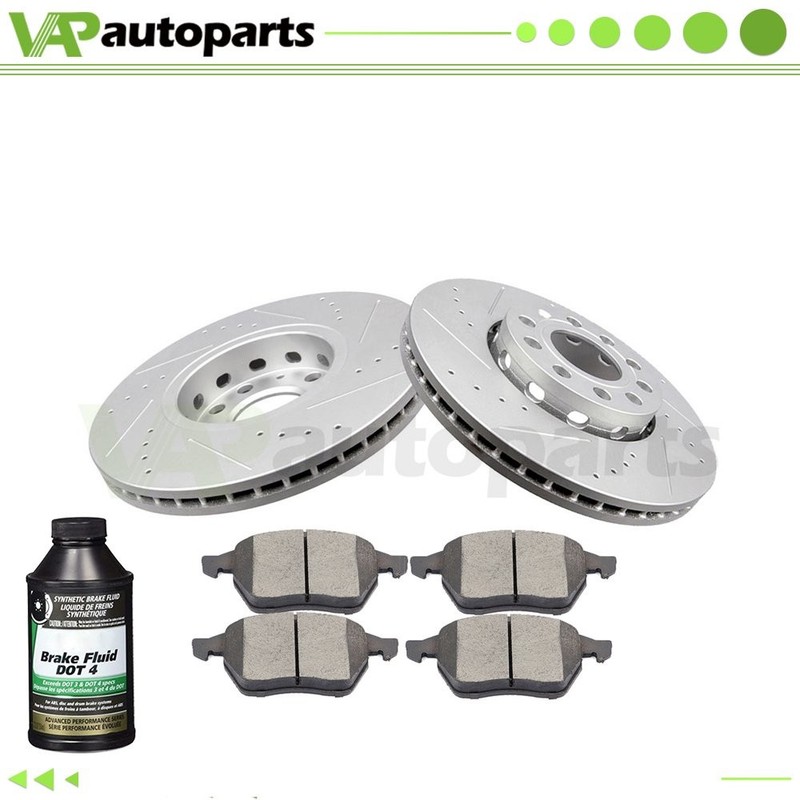 Drilled & Slotted Front Brake Pads + Rotors For VOLKSWAGEN PASSAT AUDI A4 288mm gallery