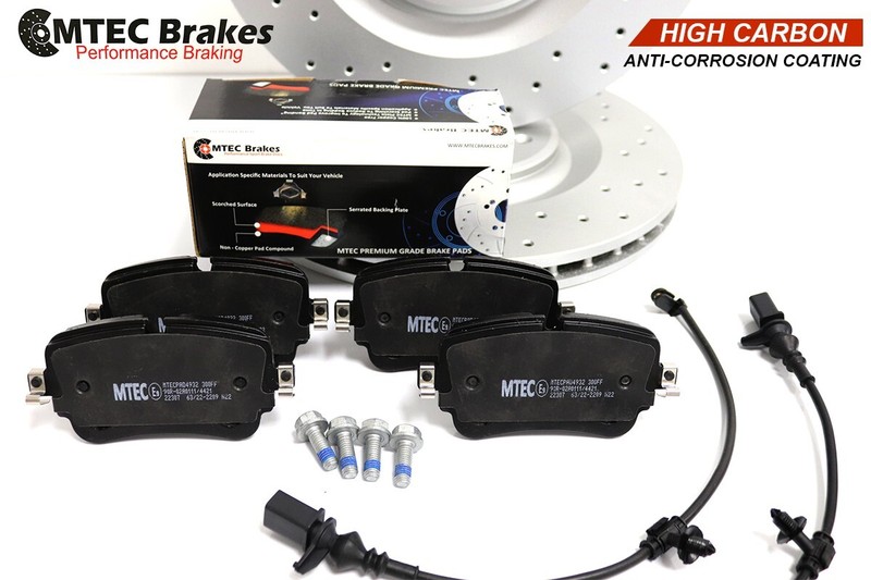 Audi Q7 15- Rear High Carbon Coated Drilled Brake Discs Pads Sensors gallery