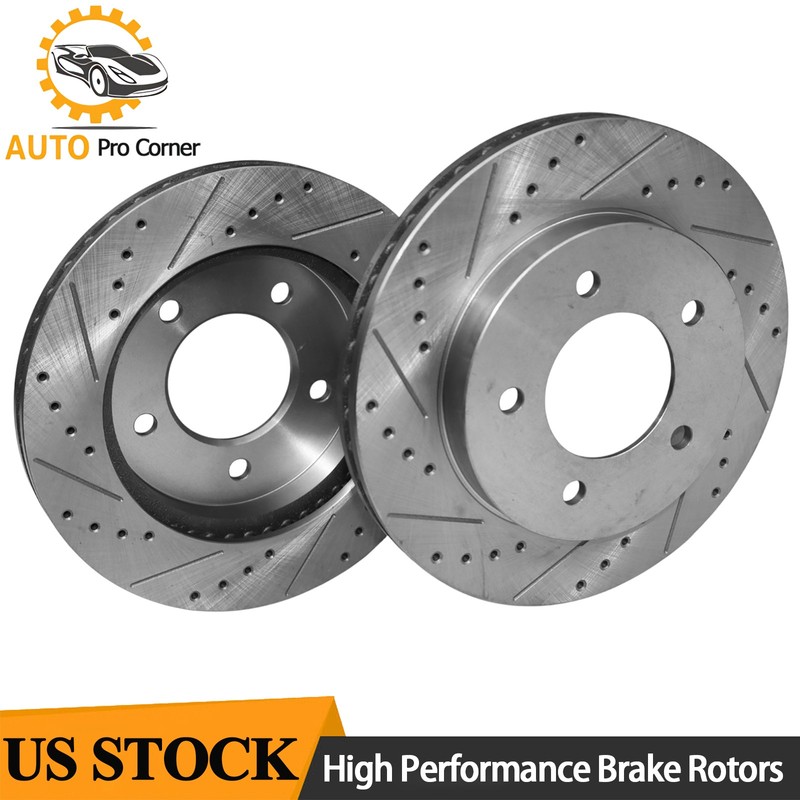 2x 308mm Front Drilled & Slotted Brake Rotor for Ford F-150 1997-2004 4WD 5-Lug
