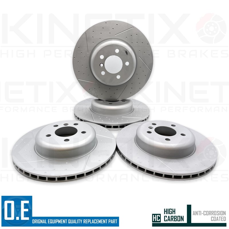 FOR BMW 340i M SPORT F30 DIMPLED GROOVED FRONT REAR BRAKE DISCS 370mm 345mm gallery