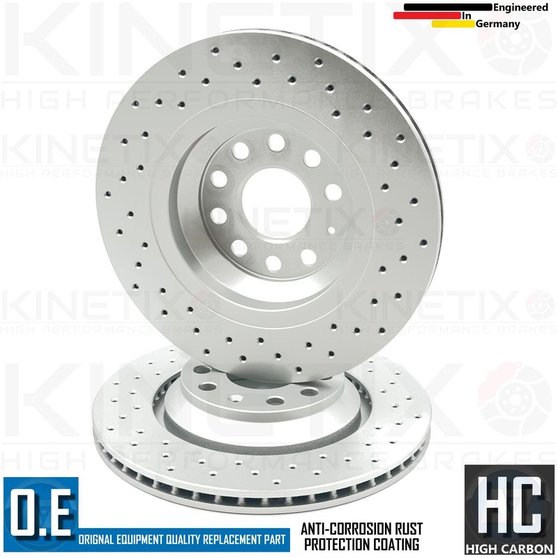 FITS VW GOLF GTI MK8 CLUBSPORT EDITION 45 DRILLED REAR BRAKE DISCS PAIR 310mm gallery