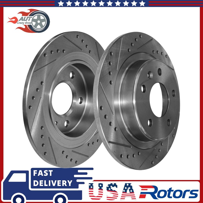 2x Rear Drilled Brake Rotors for Buick Envision Chevy Equinox Malibu GMC Terrain