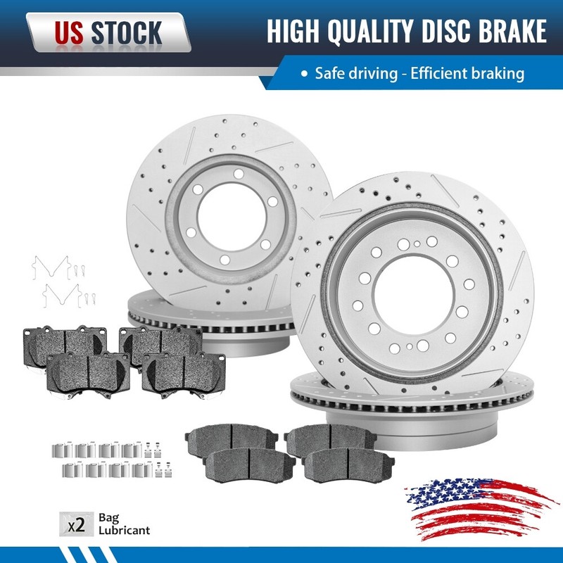 Front & Rear Brake Rotors + Ceramic Brake Pads for 2001-2007 Toyota Sequoia
