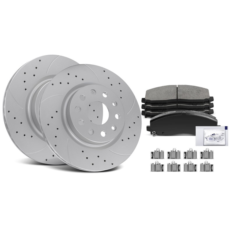 Front Side Brake Drilled Rotor & Ceramic Brake Pad for Jeep Wrangler 2018-2023 gallery