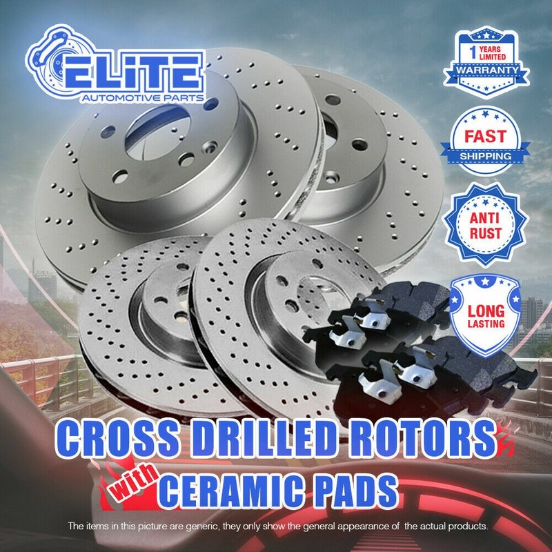 Front+Rear Rotors & Ceramic Pads for 1995-1997 Audi A6 Quattro 288mm oval plug