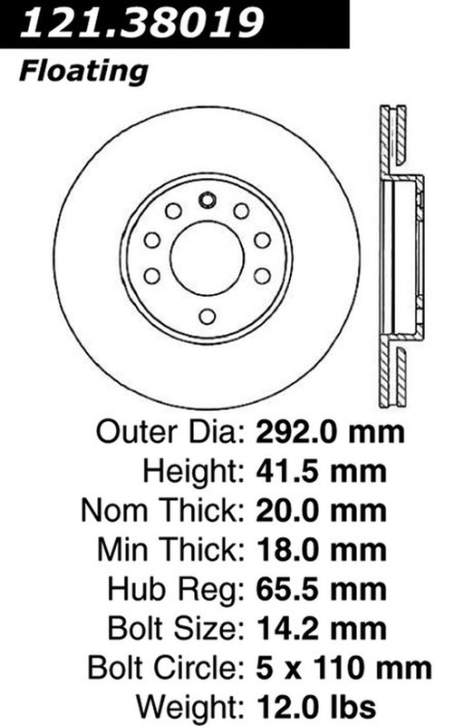 Centric Parts 121.38019 C-Tek Standard Brake Rotor For 03-11 9-3 BLS gallery