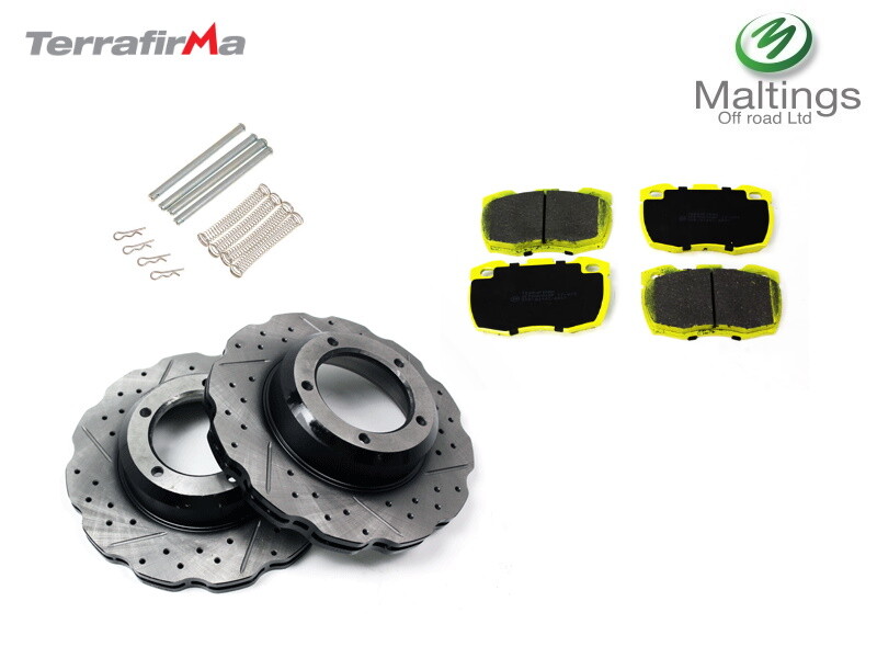 Defender Puma performance brake kit defender drilled grooved wavy discs+pads