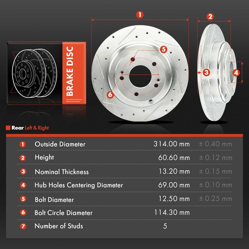 2x New Rear Left & Right Drilled Brake Rotor for Hyundai Genesis Coupe 2010-2016 gallery