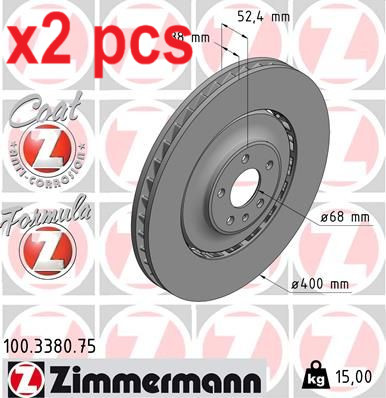 X2 PCS L&R SIDES FRONT BRAKE DISC 100.3380.75