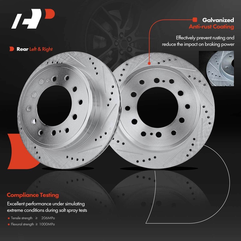Rear Drilled Brake Rotors & Pads + Caliper for Toyota 4Runner 03-09 FJ Cruiser gallery