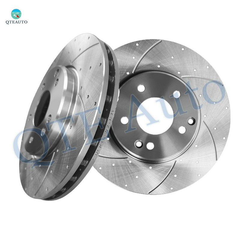 Front 300mm Drilled Slotted Brake Disc Rotors For 1996-2003 Mercedes-Benz E320