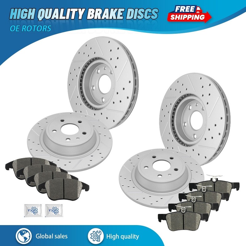 Front & Rear Drilled Brake Rotors & Ceramic Pads Kit For Ford Fusion Lincoln MKZ