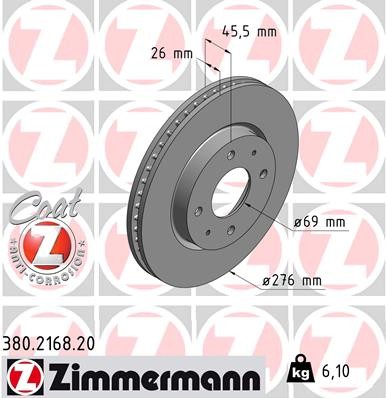 Zimmermann 380.2168.20 Brake Disc for Mitsubishi