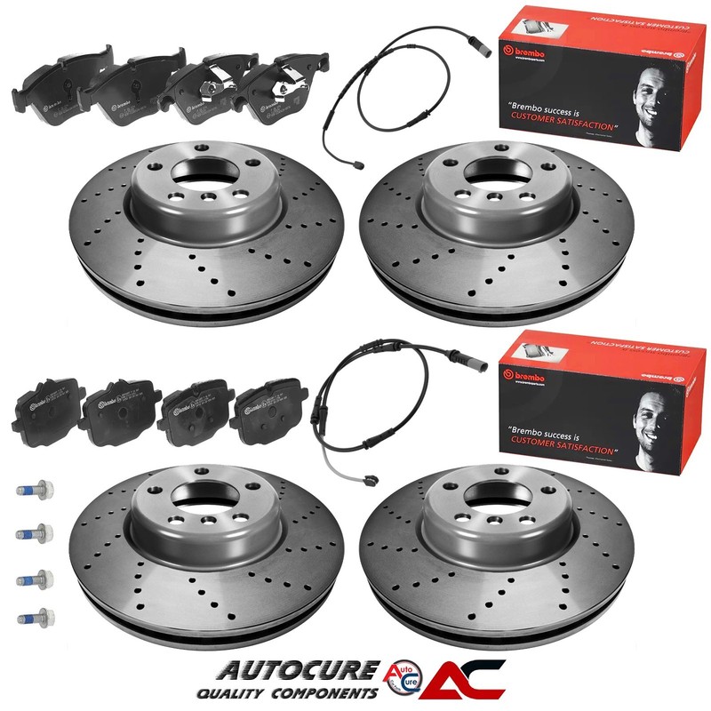 FOR BMW 5 SERIES 530D F10 2013 ONWARDS FRONT & REAR DRILLED DISCS & BREMBO PADS