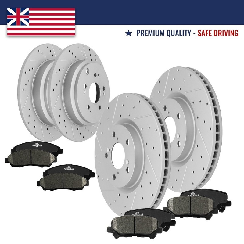 Front Rear Drilled and Slotted Rotors Brakes Pads for Acura MDX ZDX Honda Pilot