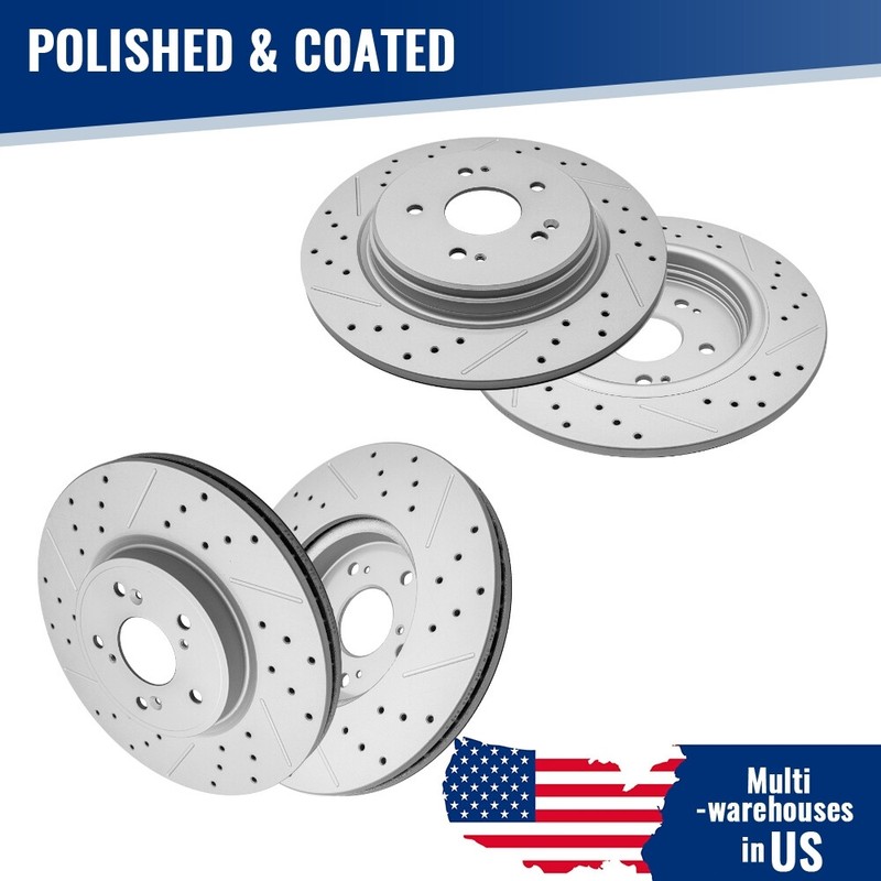 4pcs Front & Rear Drilled Disc Brake Rotors for Honda CR-V 2017 2018 2019-2023