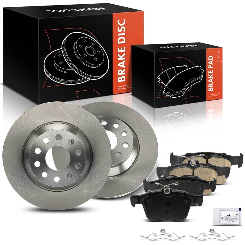 Rear Disc Brake Rotor & Ceramic Brake Pad for Volkswagen Golf Jetta Tiguan Audi
