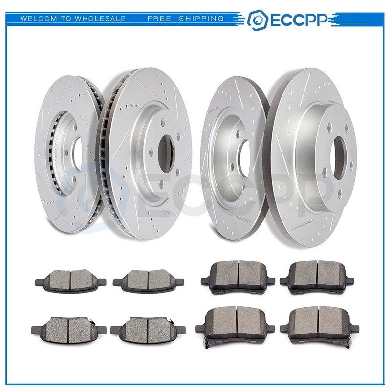 Front Rear Ceramic Brake Pads And Rotors For 2007-2009 Saturn Aura Pontiac G6