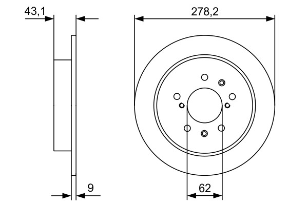 2x Brake Discs Pair Solid Rear 278.2mm 0986479D34 Bosch Set 5561180J02 BD2455 gallery