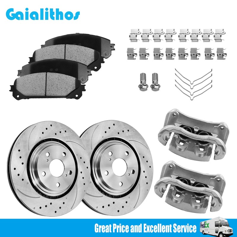 Front Brake Rotors Pads Calipers for 2011-2020 Toyota Sienna 10-15 Lexus RX350
