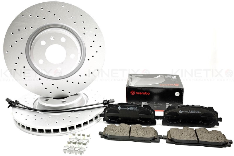 FOR AUDI A4 A5 S4 S5 A6 A7 A8 Q5 FRONT DRILLED BRAKE DISCS BREMBO PADS 350mm
