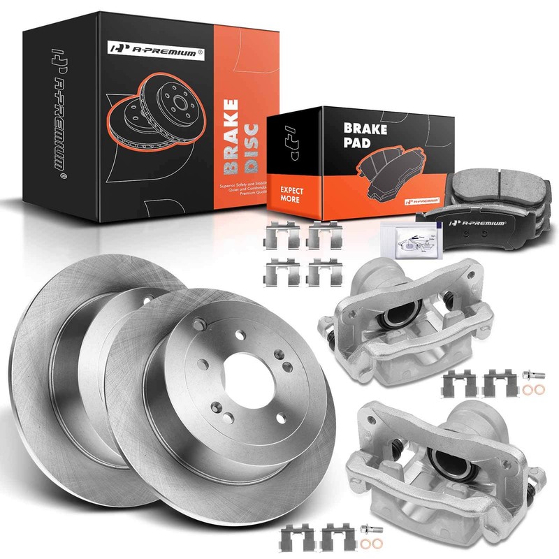 A-Premium Rear Disc Brake Rotor &Pad Caliper for Hyundai Santa Fe 2007 2008 2009