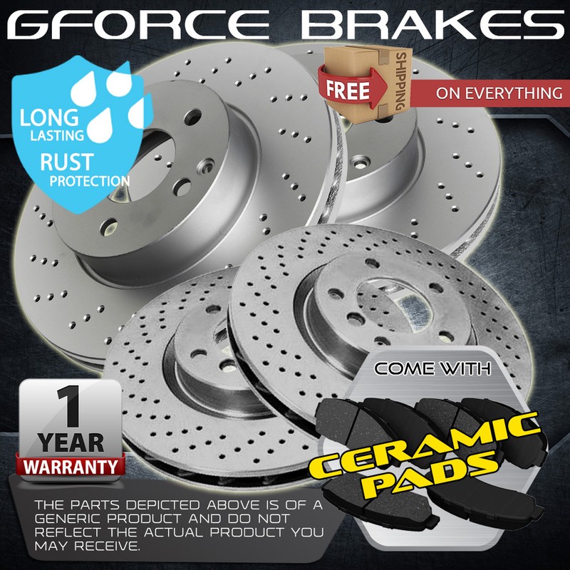 F+R Drilled Rotors & Pads for 2010-2015 Lincoln MKT (F325mm&R330mm)Solid w/oHD