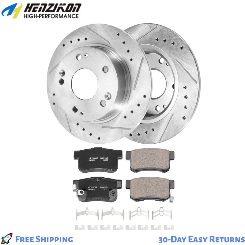 260mm Rear Drilled Disc Rotors Brake Pads for 2003-2007 Honda Accord Acura TSX