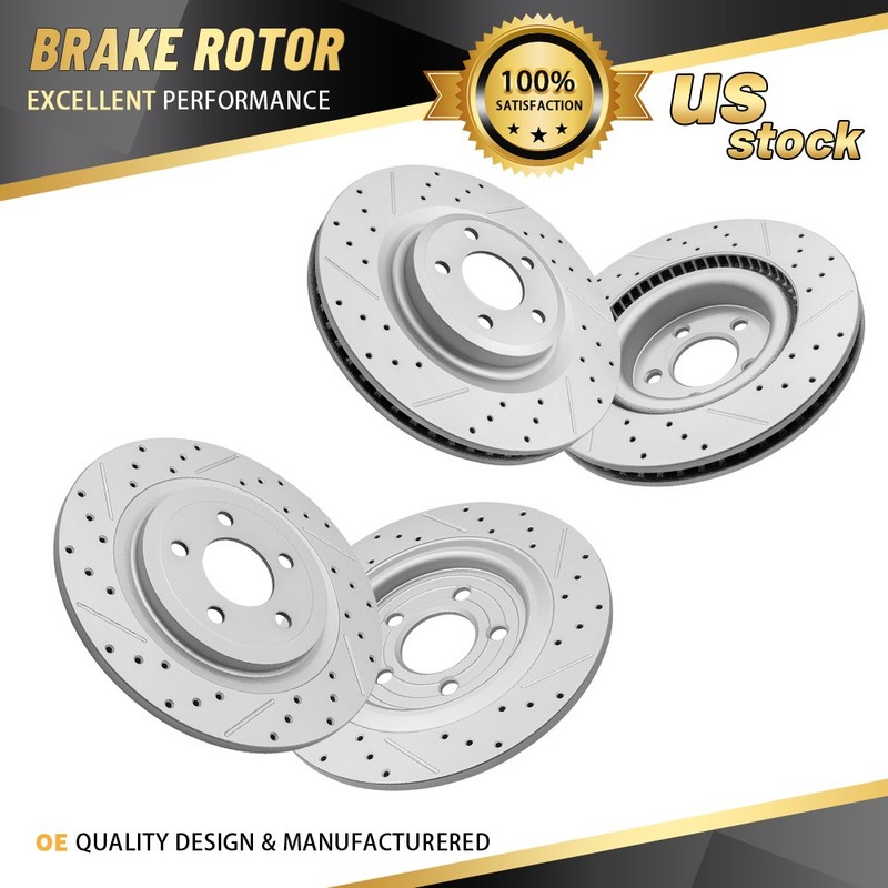 Front Rear Drilled Disc Rotors for 2020 2021 2022 2023 2024 2025 Ford Explorer