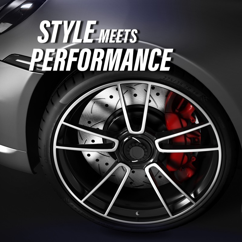 Front Coated Drilled Slotted Disc Brake Rotors Pair For 2007-2016 GMC Acadia gallery