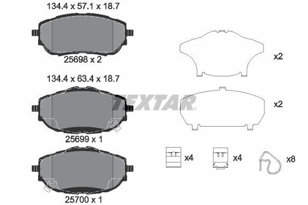 Textar Front Internally Vented Discs & Brake Pads Service Kit Fits Toyota Auris gallery