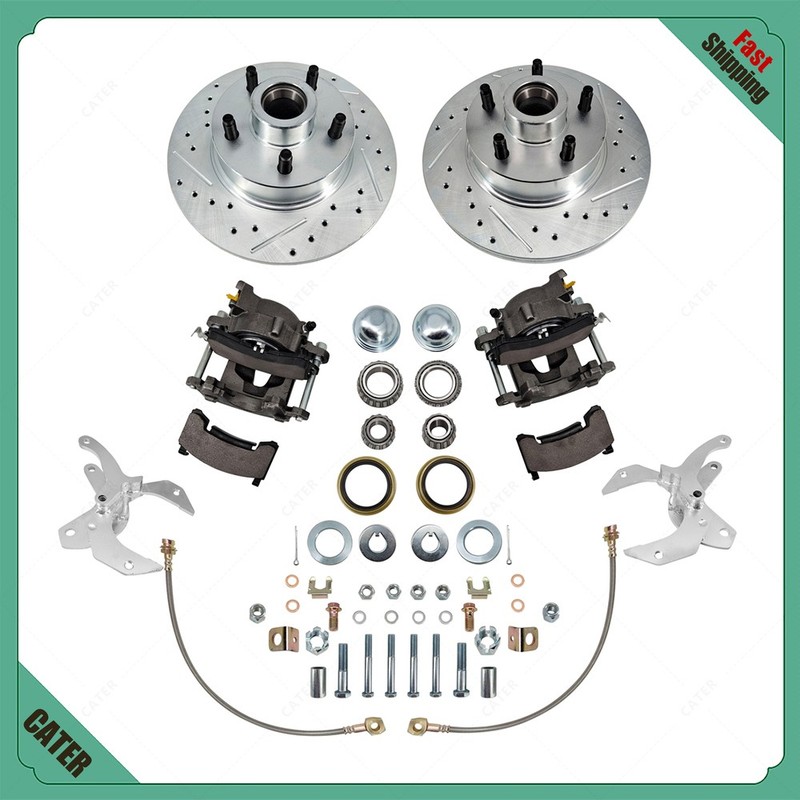 11″ Disc Brake Conversion Kit for Ford Cars 54-56 drilled and slotted rotors New
