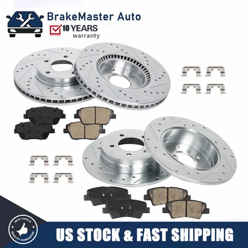 Front + Rear Disc Rotors Brakes Pads Sets for 2011-15 Kia Optima Hyundai Sonata