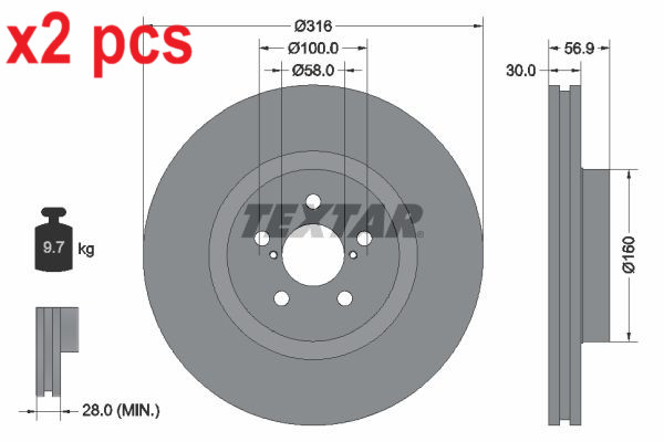 X2 PCS L&R SIDES BRAKE DISC 92236503