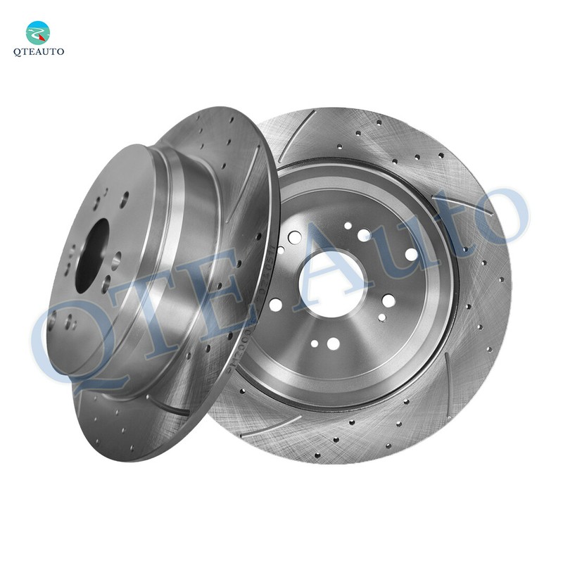 Rear 305mm Drilled Slotted Brake Disc Rotors For 2007-2009 2013-2018 Acura RDX