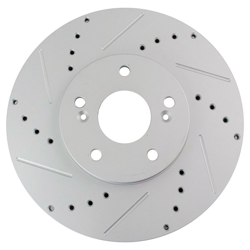 TRQ Performance Drilled & Slotted Front Coated Brake Rotor Pair for Honda gallery
