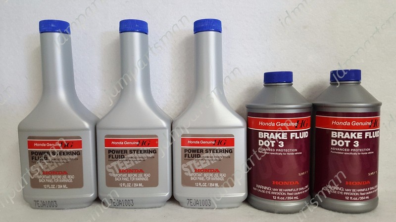 GENUINE Honda (3x) Power Steering Fluid & (2x) Dot 3 Brake Fluid 12 fl. oz