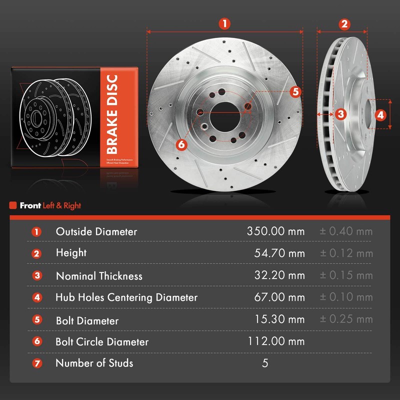 2x Front Left & Right Drilled Brake Rotor for Mercedes-Benz GL350 GLS450 ML400 gallery