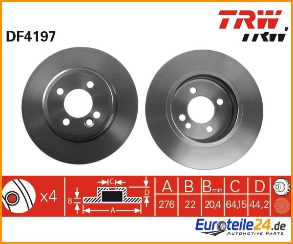 2pcs Brake Disc TRW DF4197 for Mini Mini Cabriolet