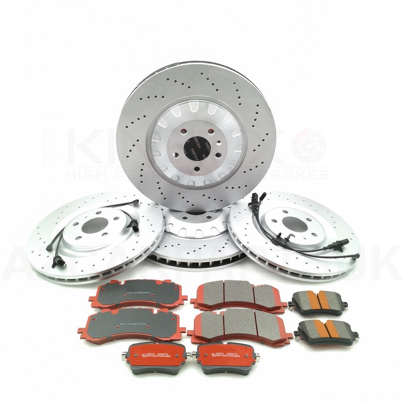 FOR AUDI S8 D5 MILD HYBRID 2019- DRILLED FRONT REAR BRAKE DISCS PADS SENSORS