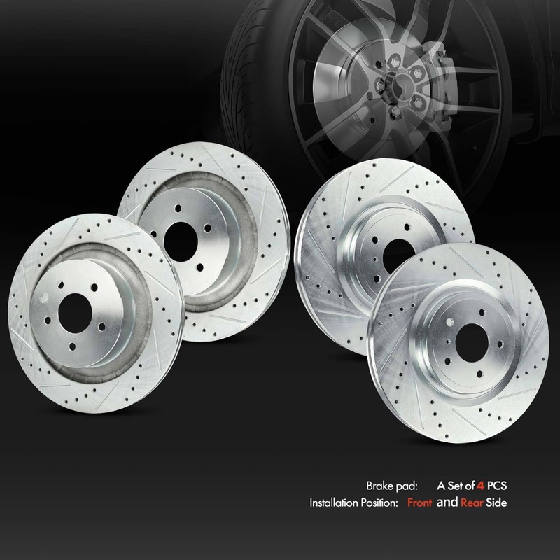 4x Front & Rear Side Drilled Brake Rotors for INFINITI G37 Q60 Nissan 350Z 370Z gallery