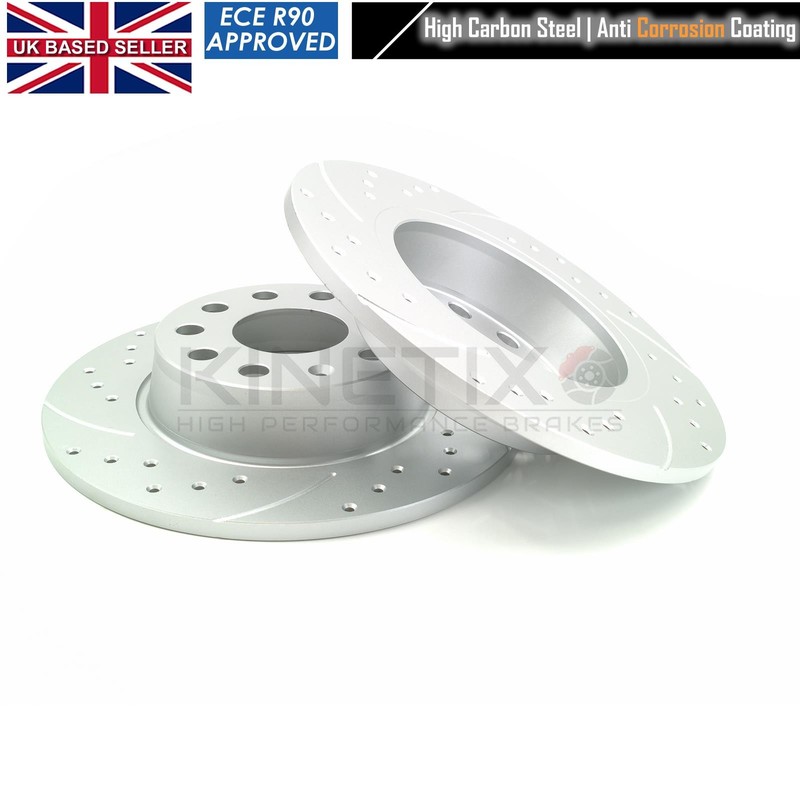 FOR VW TOURAN 1.6 03-10 REAR DRILLED GROOVED DISCS BREMBO PADS 272mm x 10mm gallery