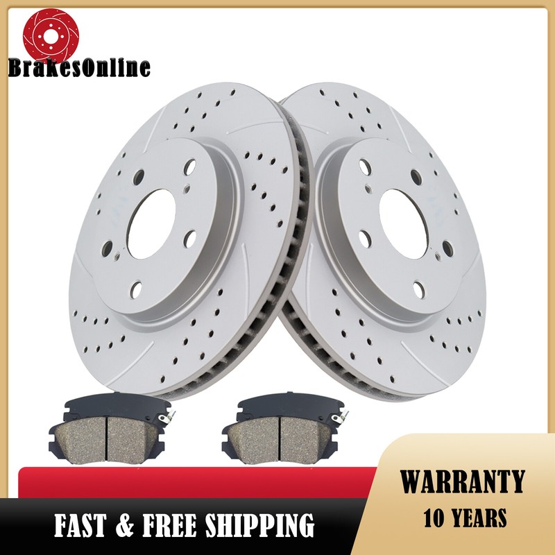 ​Front Brake Rotors and Pads fit for Toyota Prius V 2012-2017 Drilled Slotted
