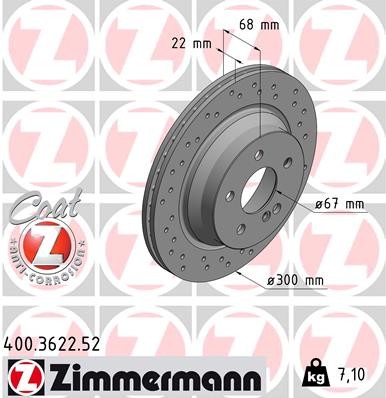 Zimmermann 400.3622.52 Brake Disc for Mercedes-Benz, Mercedes-Benz (BBDC)